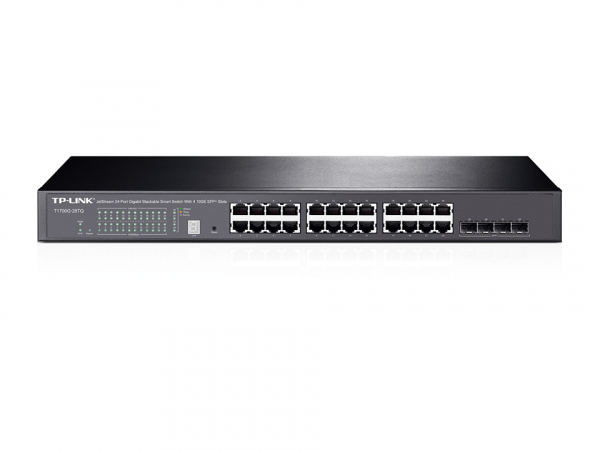 Jetstream 24-портовый гигабитный стекируемый Smart коммутатор с 4 слотами 10GE SFTP-Link T1700G-28TQ