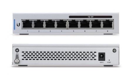 Коммутатор 8х Gigabit RJ45, 802.3af/at Ubiquiti US-8-EU